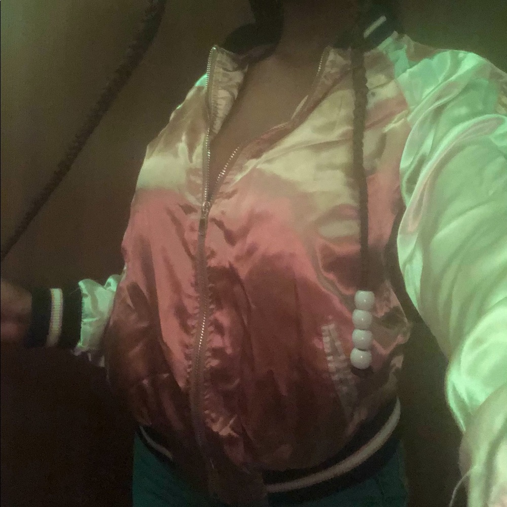 Medium Light Pink & Cream Bomber Jacket